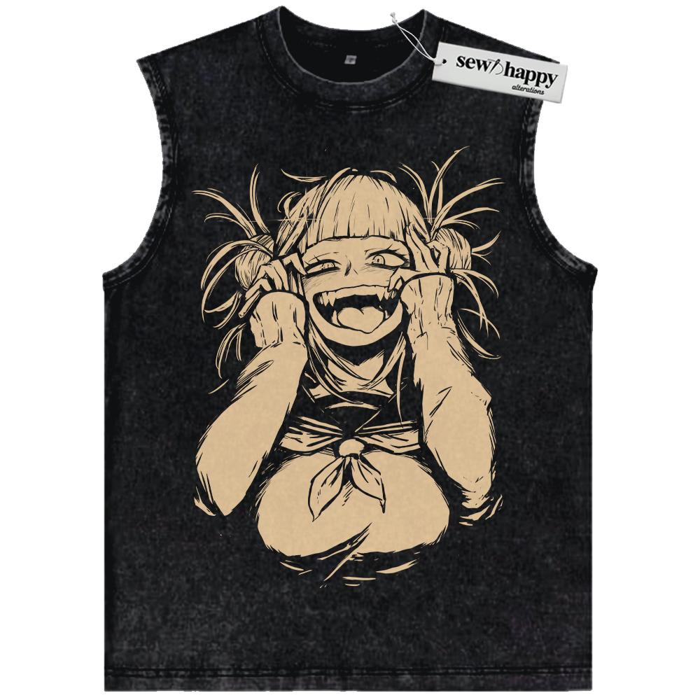 Wash Tank Top Himiko Toga Tank Top, MHA Tank Top, Anime Tank Top, Vintage Tank Top