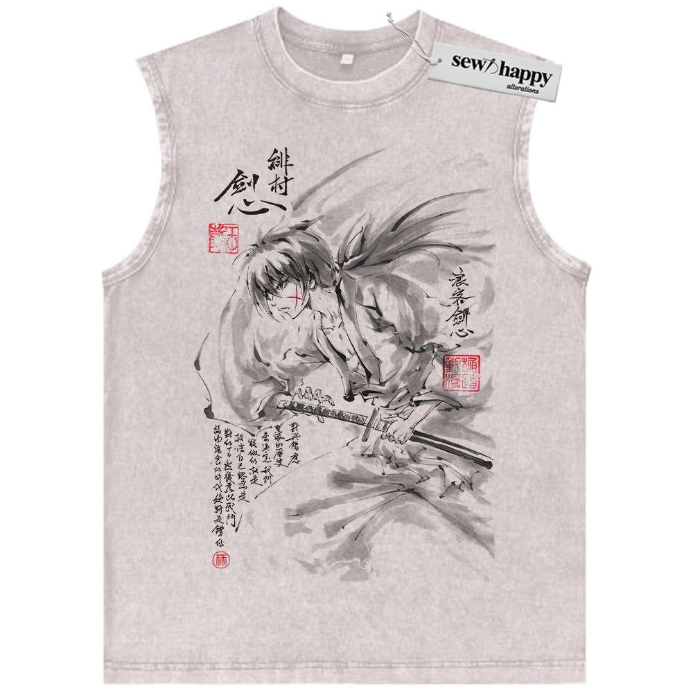 Wash Tank Top Himura Kenshin Tank Top, Rurouni Kenshin Tank Top, Anime Tank Top, Vintage Tank Top