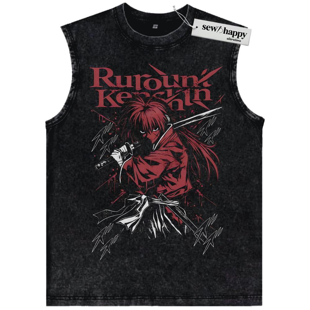 Wash Tank Top Himura Kenshin Tank Top, Rurouni Kenshin Tank Top, Anime Tank Top, Vintage Tank Top