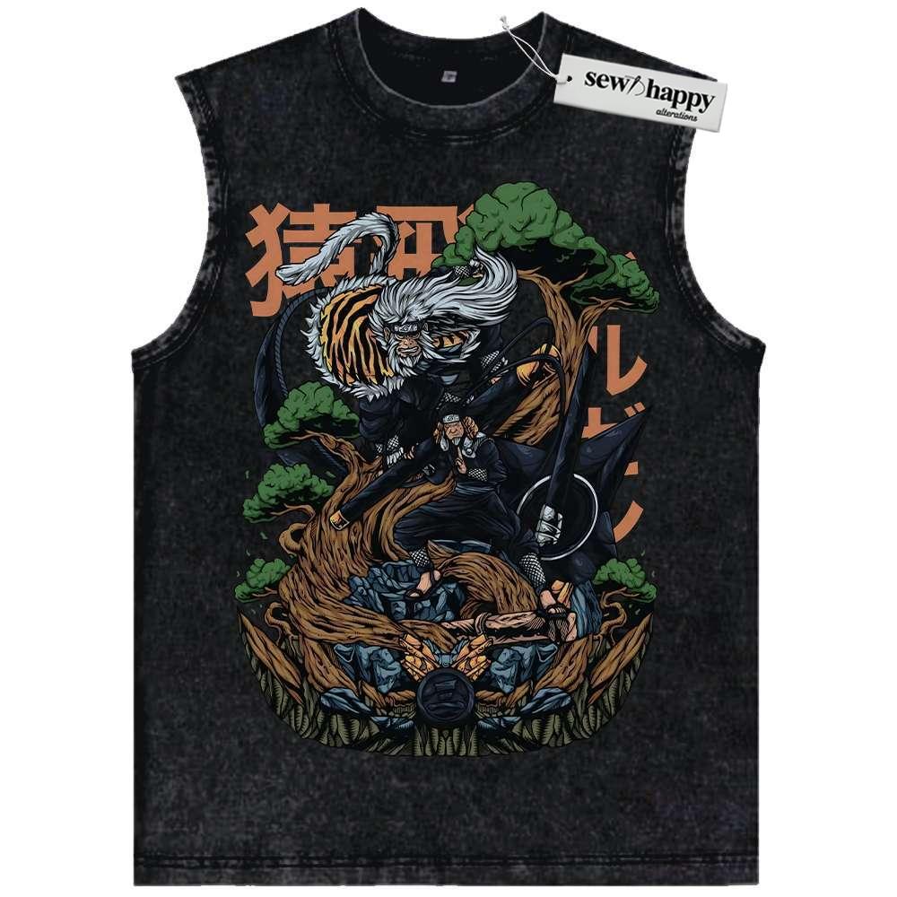 Wash Tank Top Hiruzen Sarutobi Tank Top, Naruto Tank Top, Anime Tank Top, Vintage Tank Top