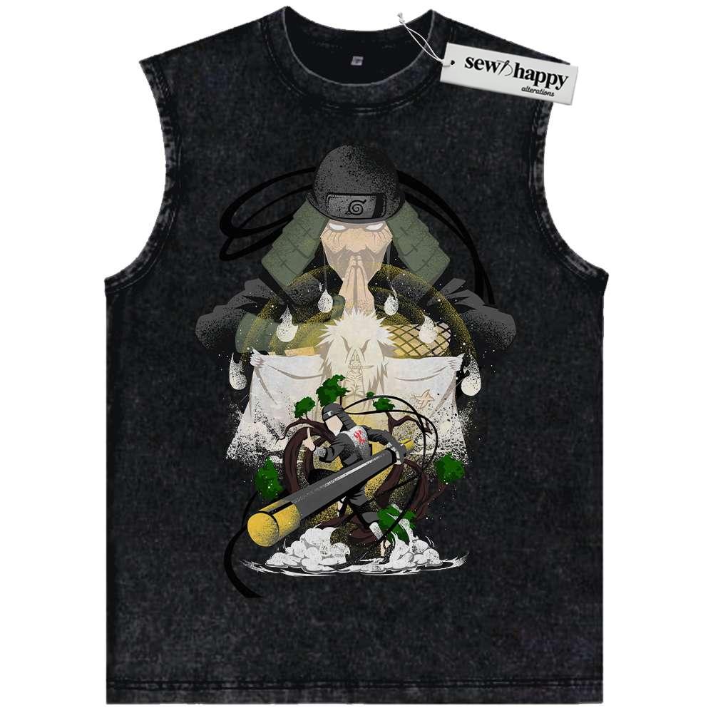 Wash Tank Top Hiruzen Sarutobi Tank Top, Naruto Tank Top, Anime Tank Top, Vintage Tank Top