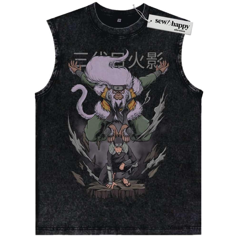 Wash Tank Top Hiruzen Sarutobi Tank Top, Naruto Tank Top, Anime Tank Top, Vintage Tank Top