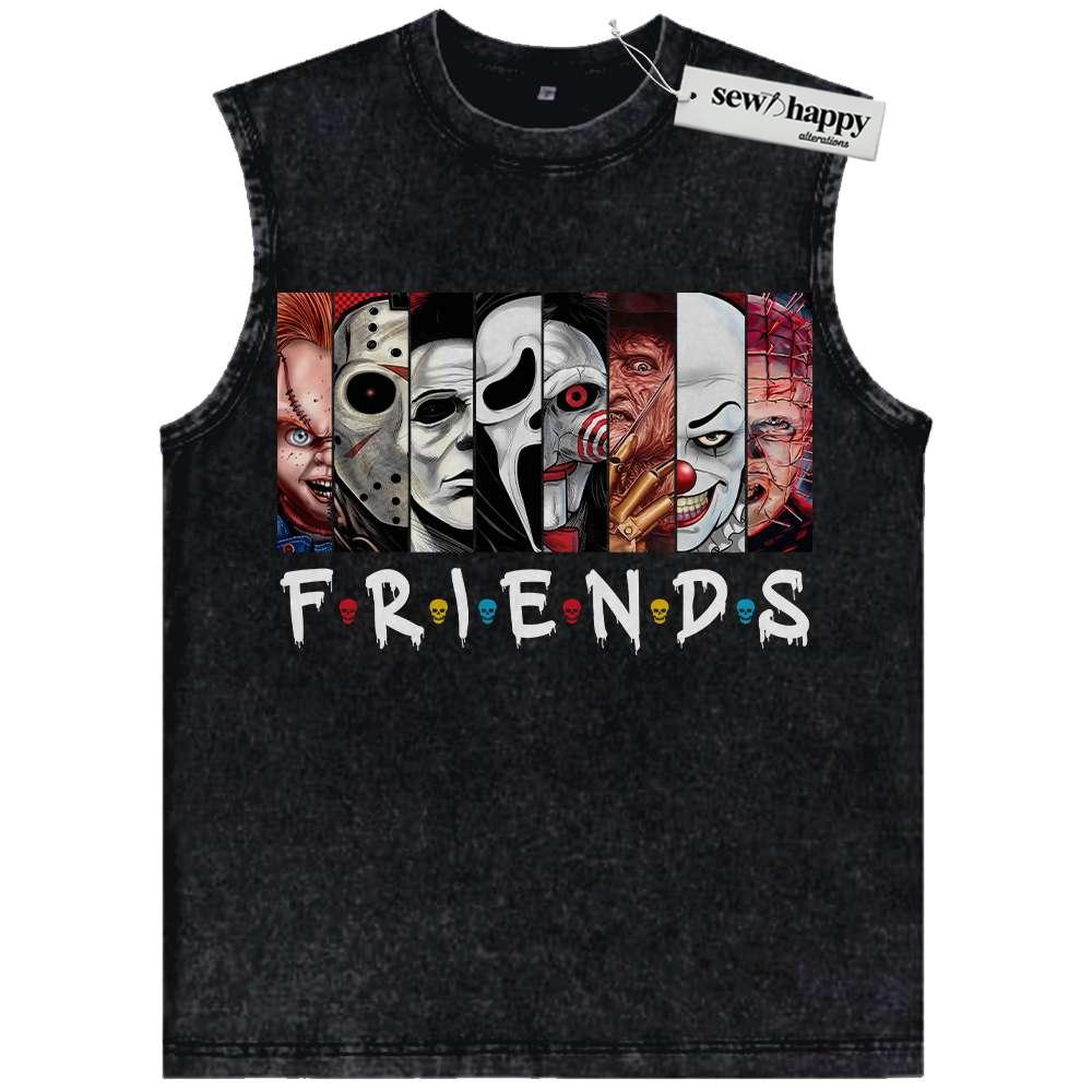 Wash Tank Top Horror Friends Tank Top, Movie Tank Top, Vintage Tank Top