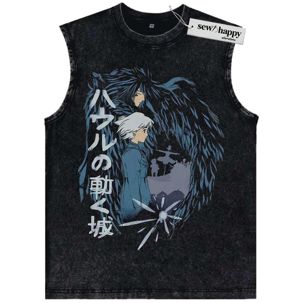 Wash Tank Top Howl’s Moving Castle Tank Top, Studio Ghibli Tank Top, Anime Tank Top, Vintage Tank Top