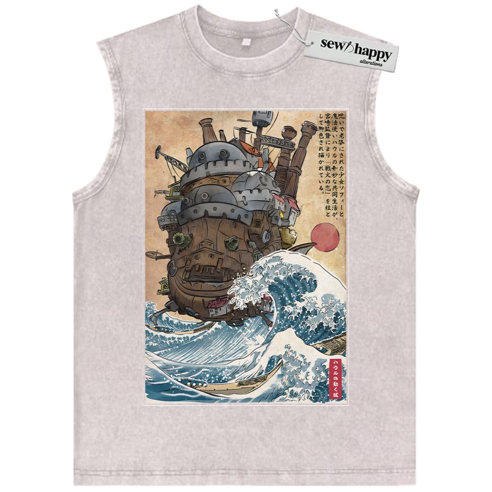 Wash Tank Top Howl’s Moving Castle Tank Top, Studio Ghibli Tank Top, Anime Tank Top, Vintage Tank Top