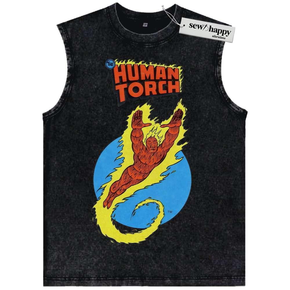 Wash Tank Top Human Torch Tank Top, Fantastic Four Tank Top, Marvel Comics Tank Top, Vintage Tank Top