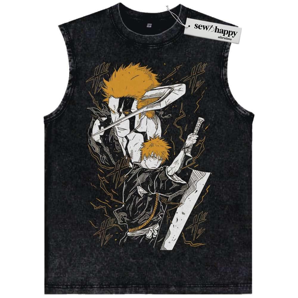 Wash Tank Top Ichigo Kurosaki Tank Top, Bleach Tank Top, Anime Tank Top, Vintage Tank Top