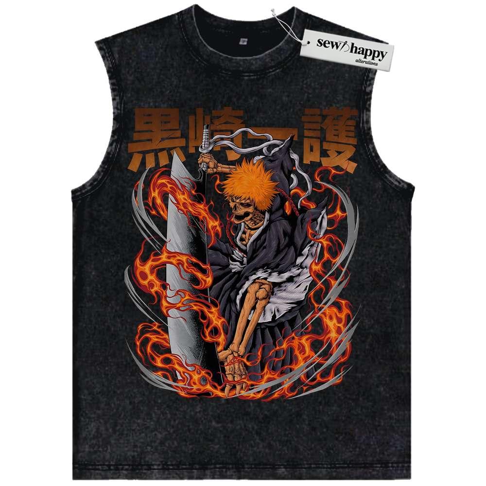 Wash Tank Top Ichigo Kurosaki Tank Top, Bleach Tank Top, Anime Tank Top, Vintage Tank Top
