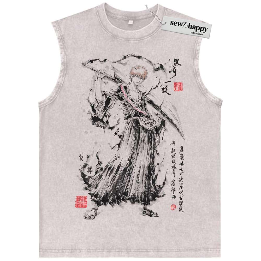 Wash Tank Top Ichigo Kurosaki Tank Top, Bleach Tank Top, Anime Tank Top, Vintage Tank Top