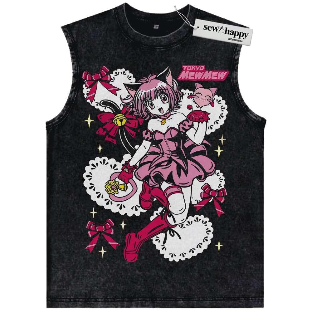 Wash Tank Top Ichigo Momomiya Tank Top, Tokyo Mew Mew Tank Top, Anime Tank Top, Vintage Tank Top