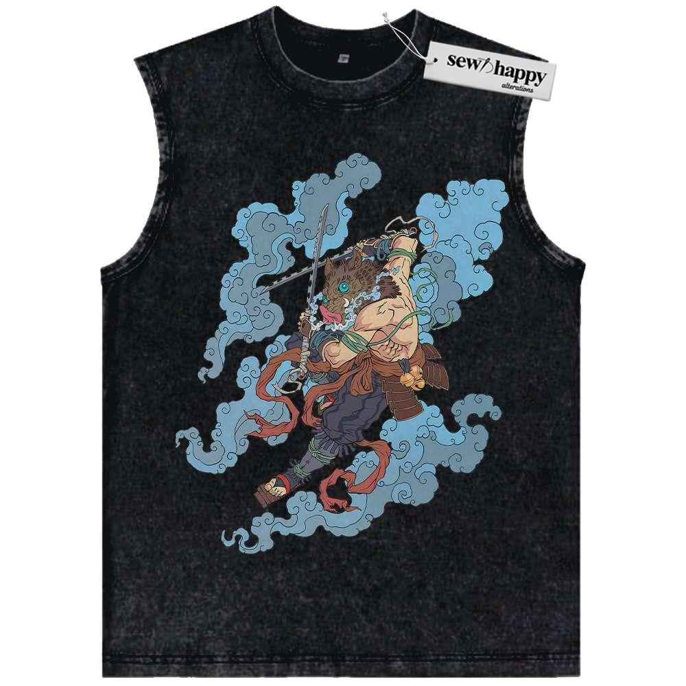 Wash Tank Top Inosuke Hashibira Tank Top, Demon Slayer Tank Top, Anime Tank Top, Vintage Tank Top