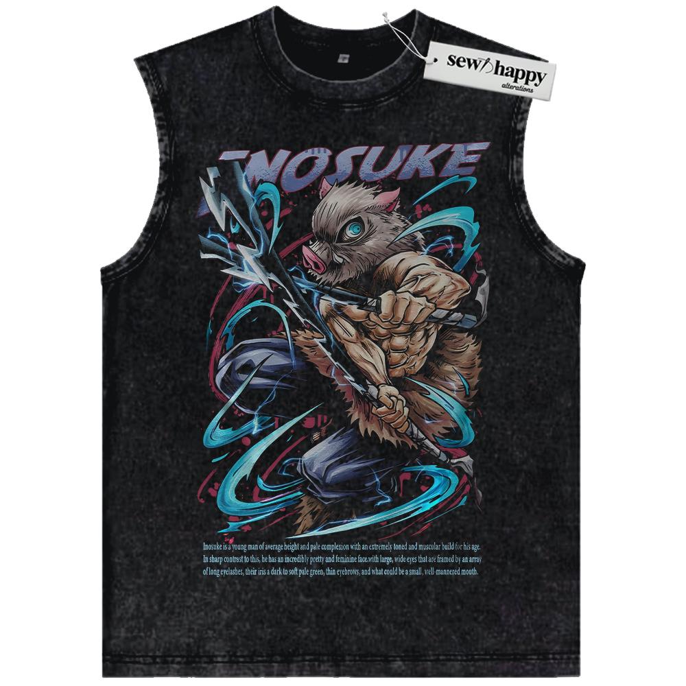 Wash Tank Top Inosuke Hashibira Tank Top, Demon Slayer Tank Top, Anime Tank Top, Vintage Tank Top