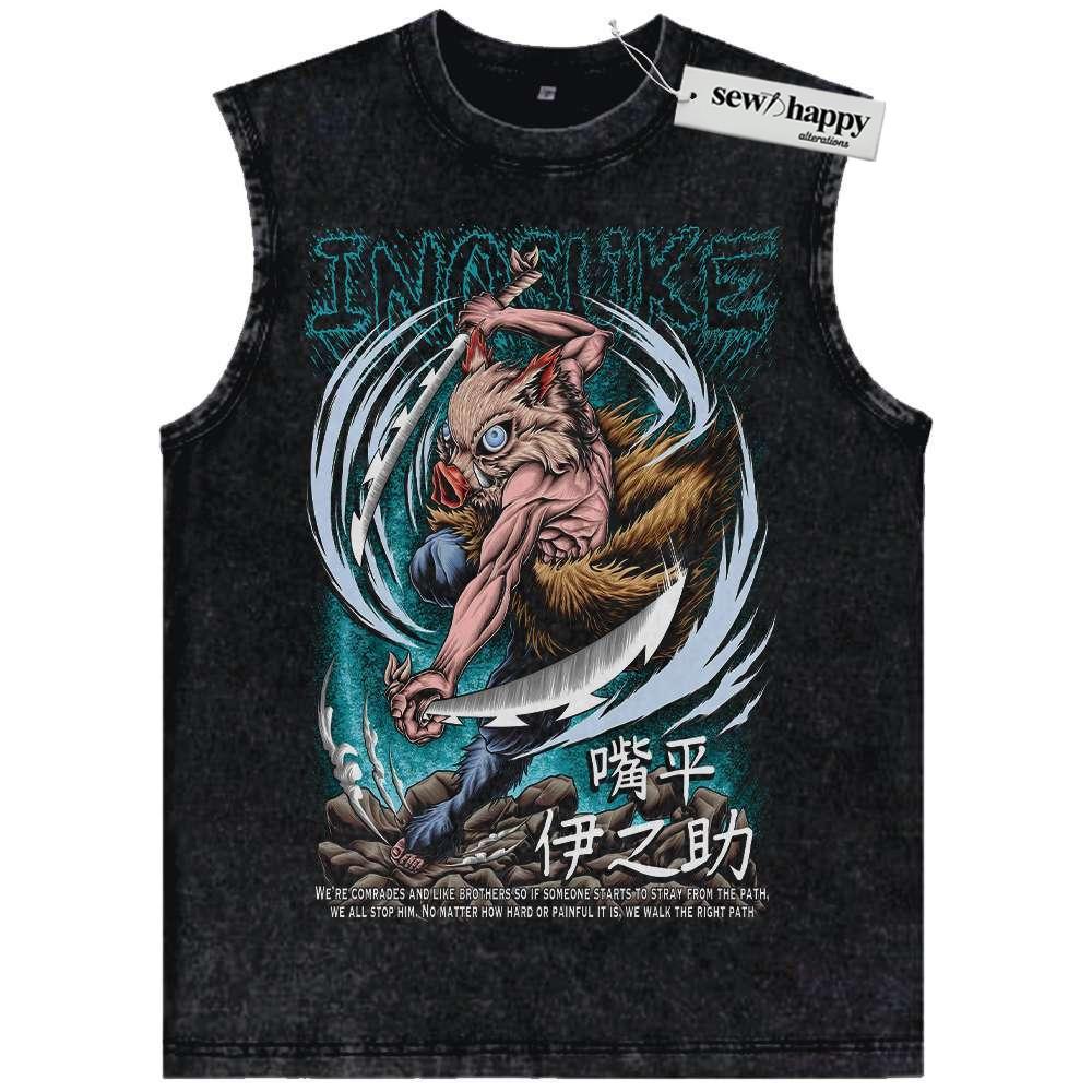 Wash Tank Top Inosuke Hashibira Tank Top, Demon Slayer Tank Top, Anime Tank Top, Vintage Tank Top