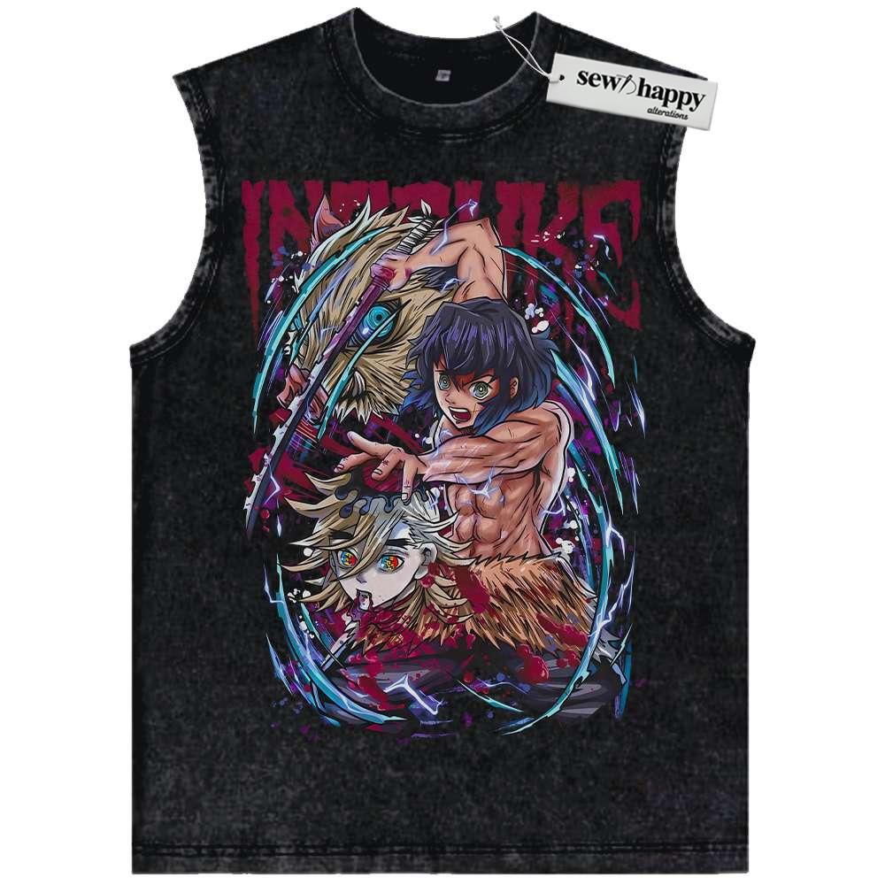 Wash Tank Top Inosuke Hashibira Tank Top, Demon Slayer Tank Top, Anime Tank Top, Vintage Tank Top