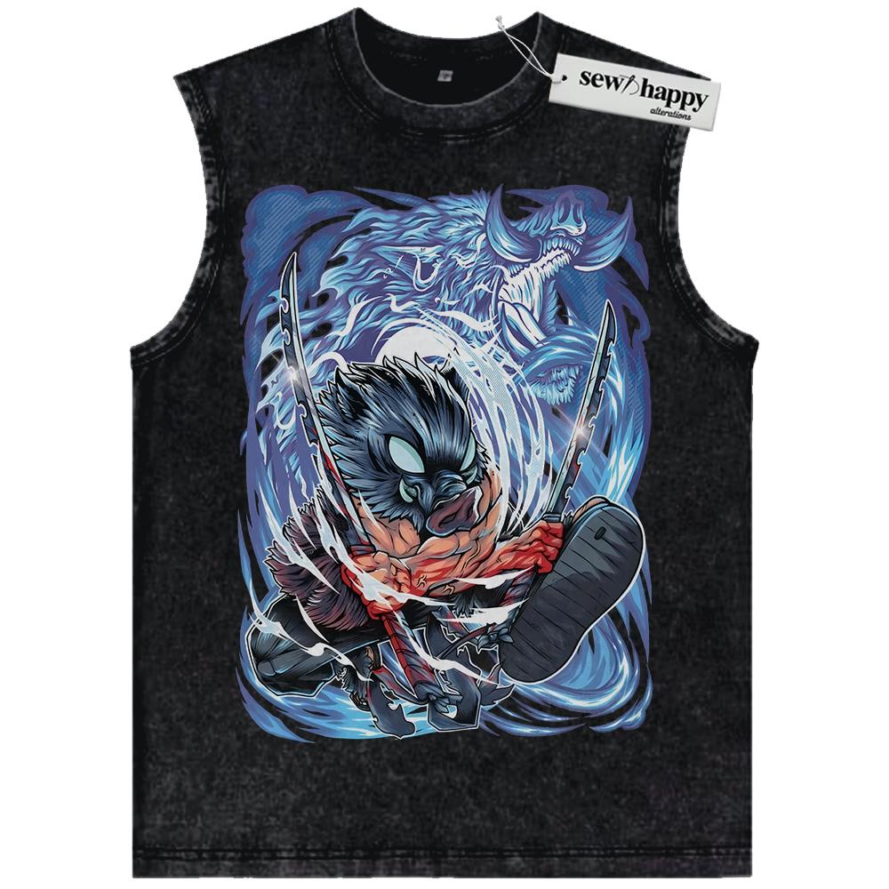 Wash Tank Top Inosuke Hashibira Tank Top, Demon Slayer Tank Top, Anime Tank Top, Vintage Tank Top