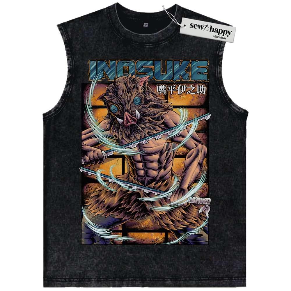 Wash Tank Top Inosuke Hashibira Tank Top, Demon Slayer Tank Top, Anime Tank Top, Vintage Tank Top