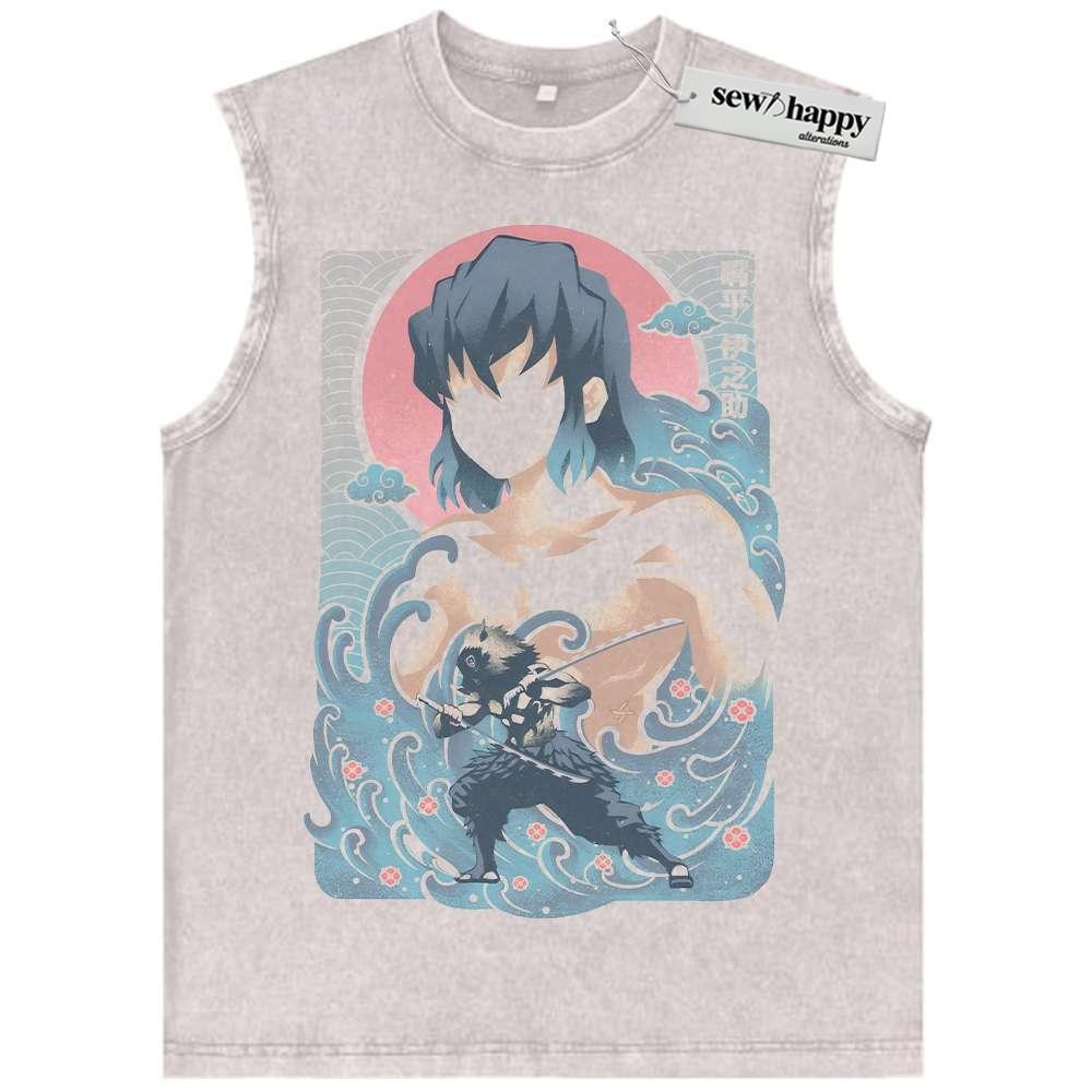 Wash Tank Top Inosuke Hashibira Tank Top, Demon Slayer Tank Top, Anime Tank Top, Vintage Tank Top