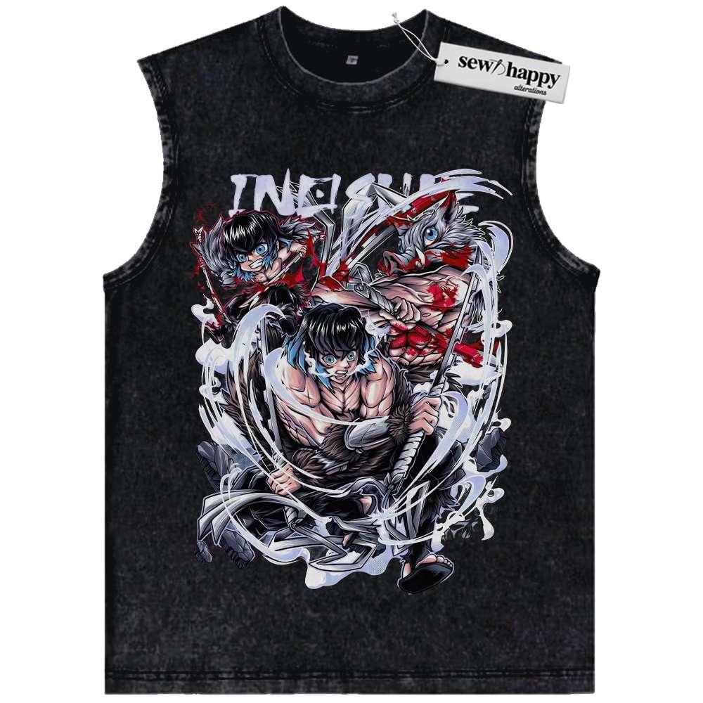 Wash Tank Top Inosuke Hashibira Tank Top, Demon Slayer Tank Top, Anime Tank Top, Vintage Tank Top