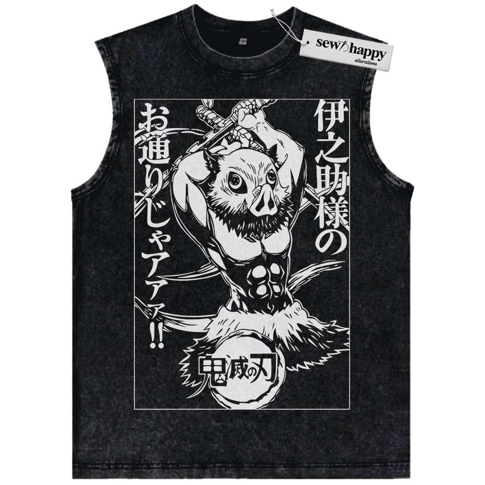 Wash Tank Top Inosuke Hashibira Tank Top, Demon Slayer Tank Top, Anime Tank Top, Vintage Tank Top