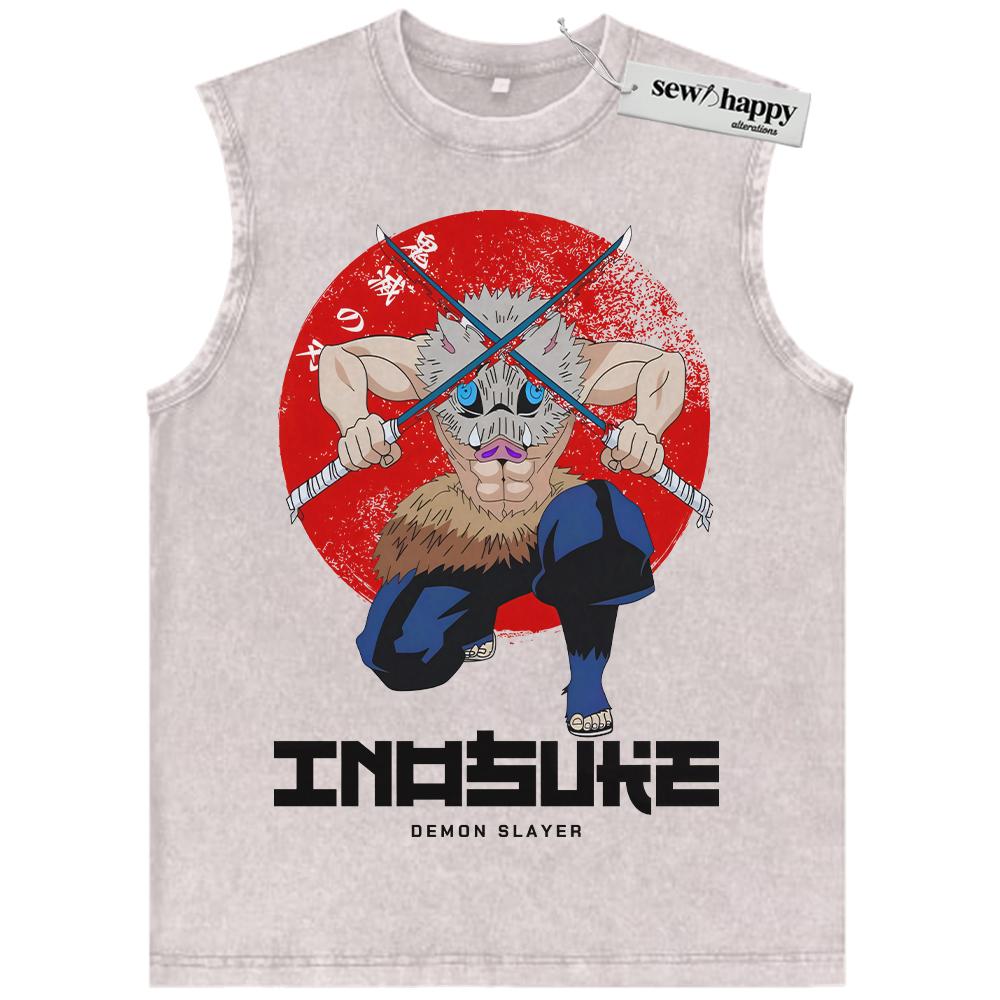 Wash Tank Top Inosuke Hashibira Tank Top, Demon Slayer Tank Top, Anime Tank Top, Vintage Tank Top