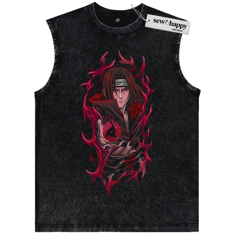 Wash Tank Top Itachi Uchiha Tank Top, Akatsuki Tank Top, Naruto Tank Top, Anime Tank Top, Vintage Tank Top