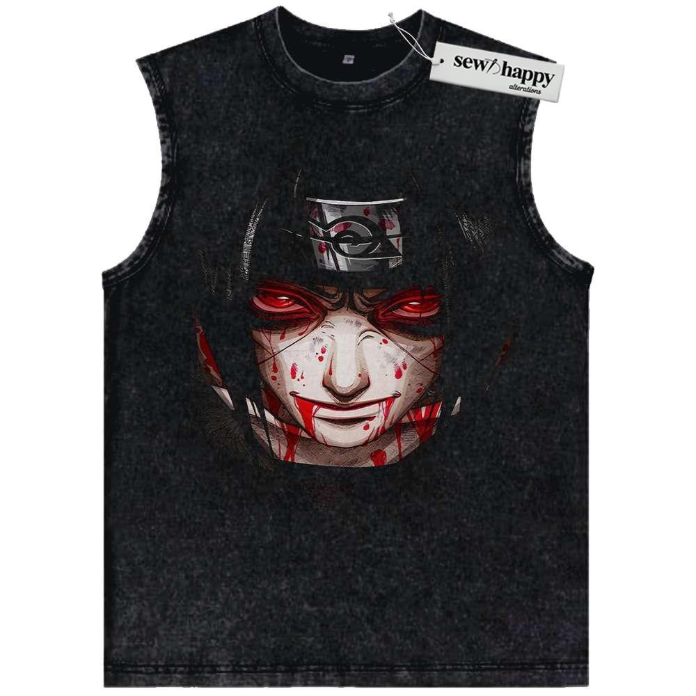 Wash Tank Top Itachi Uchiha Tank Top, Naruto Tank Top, Anime Tank Top, Vintage Tank Top