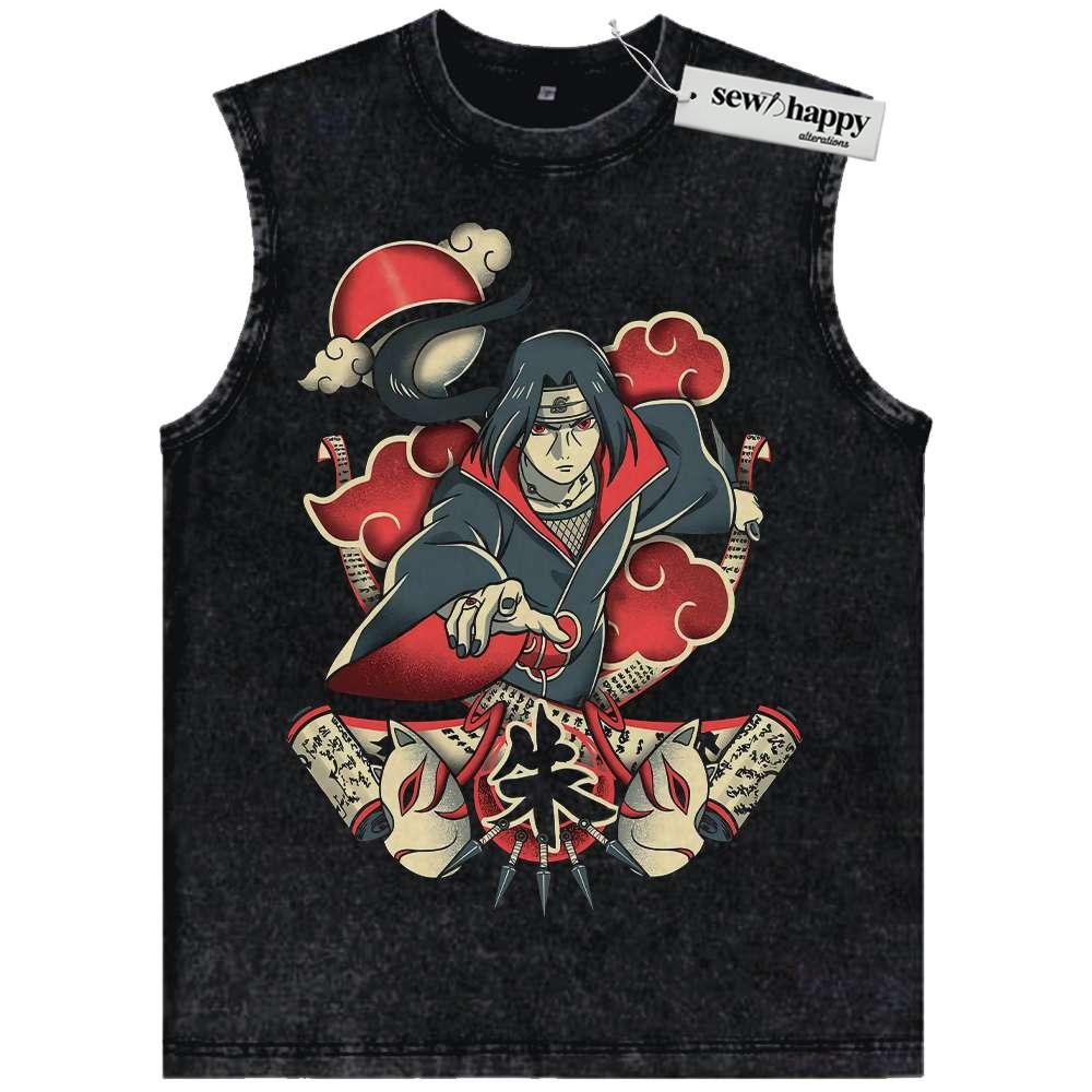 Wash Tank Top Itachi Uchiha Tank Top, Naruto Tank Top, Anime Tank Top, Vintage Tank Top
