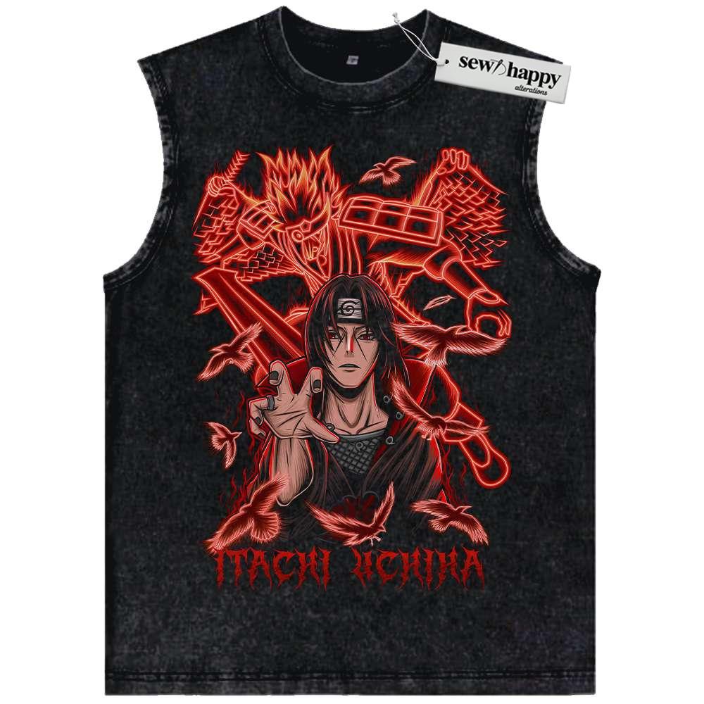 Wash Tank Top Itachi Uchiha Tank Top, Naruto Tank Top, Anime Tank Top, Vintage Tank Top