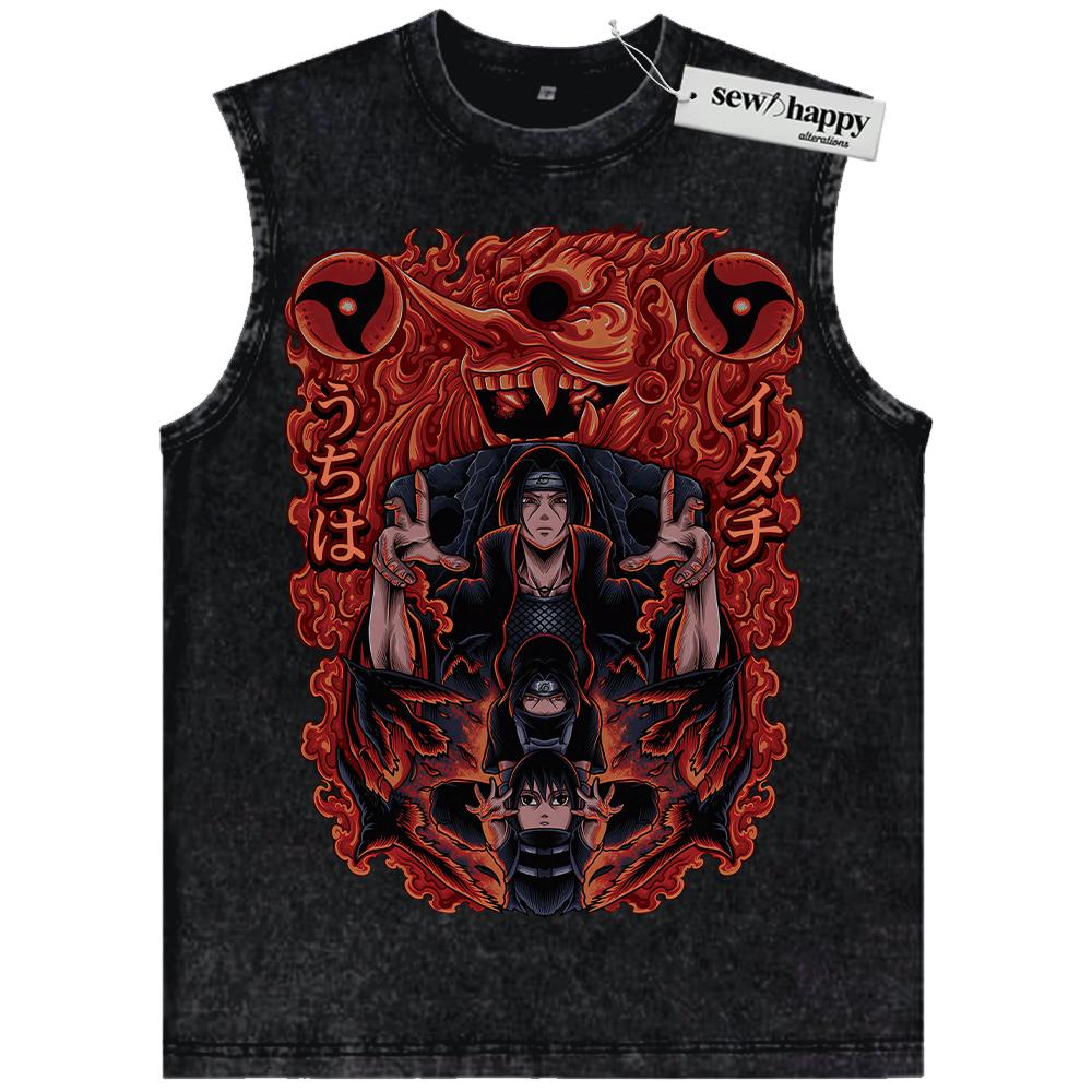 Wash Tank Top Itachi Uchiha Tank Top, Naruto Tank Top, Anime Tank Top, Vintage Tank Top