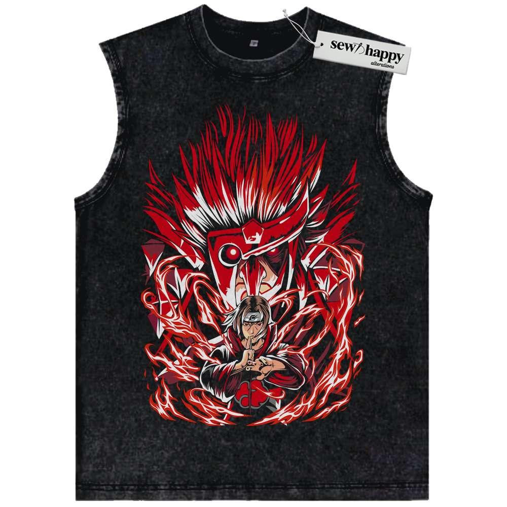 Wash Tank Top Itachi Uchiha Tank Top, Naruto Tank Top, Anime Tank Top, Vintage Tank Top