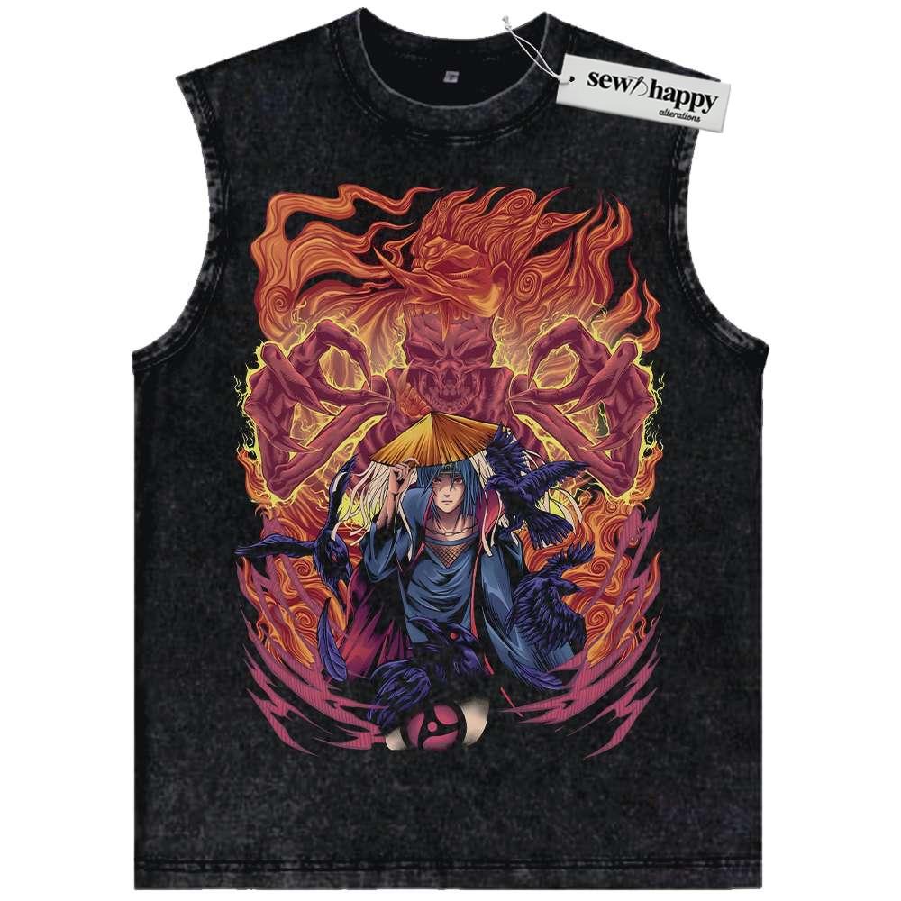 Wash Tank Top Itachi Uchiha Tank Top, Naruto Tank Top, Anime Tank Top, Vintage Tank Top