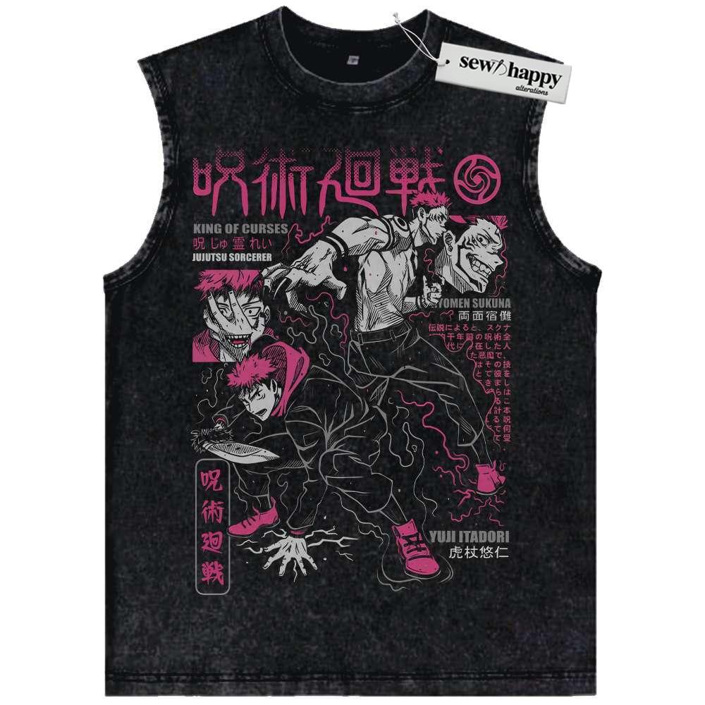 Wash Tank Top Itadori vs Sukuna Tank Top, Jujutsu Kaisen Tank Top, Anime Tank Top, Vintage Tank Top