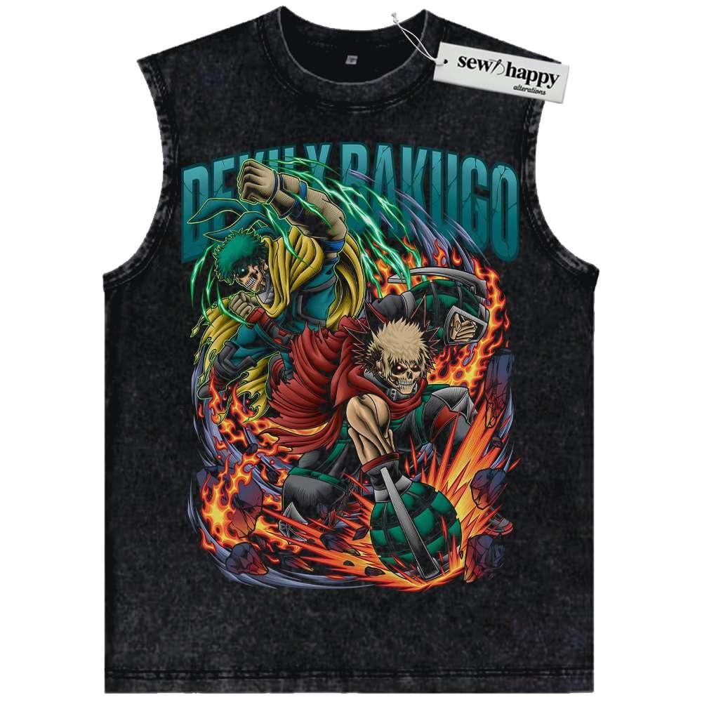 Wash Tank Top Izuku Midoriya Tank Top, Katsuki Bakugo Tank Top, MHA Tank Top, Anime Tank Top, Vintage Tank Top