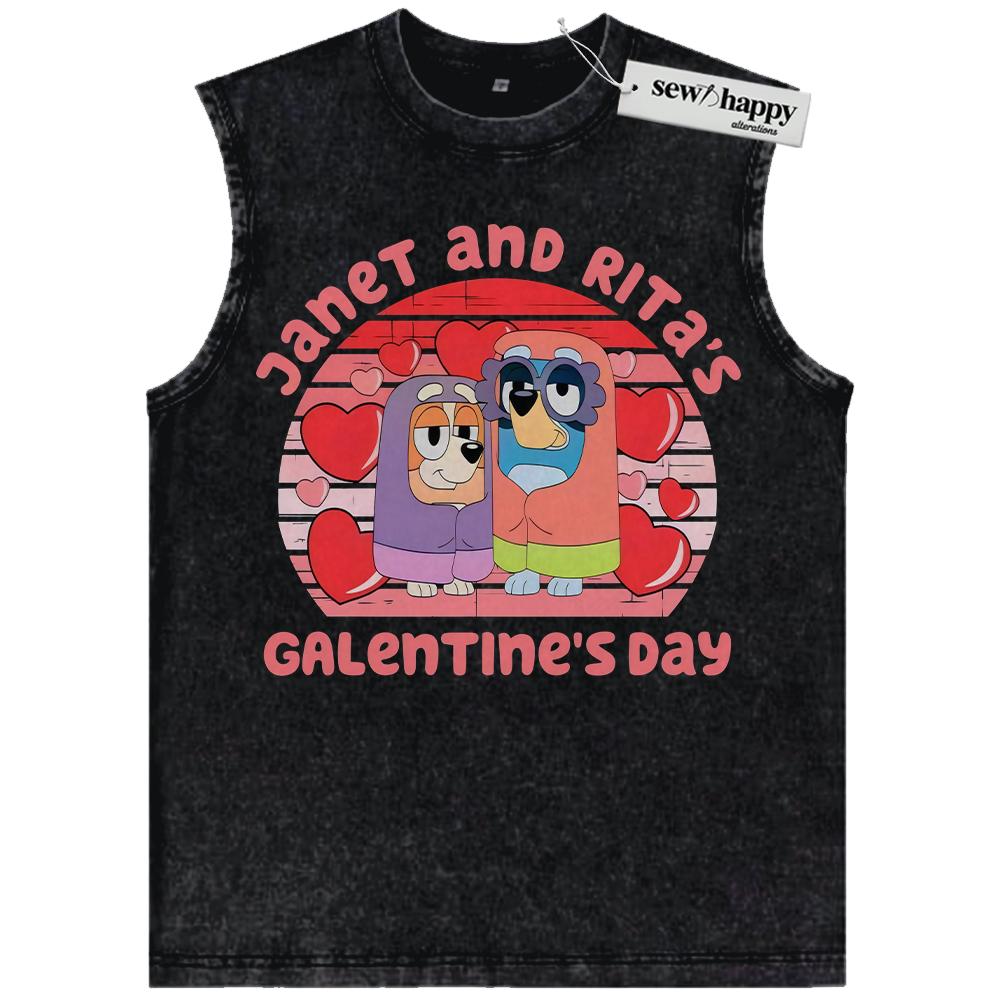 Wash Tank Top Janet and Rita Tank Top, Bluey Tank Top, Valentine’s Day Tank Top, Animated Tank Top, Vintage Tank Top