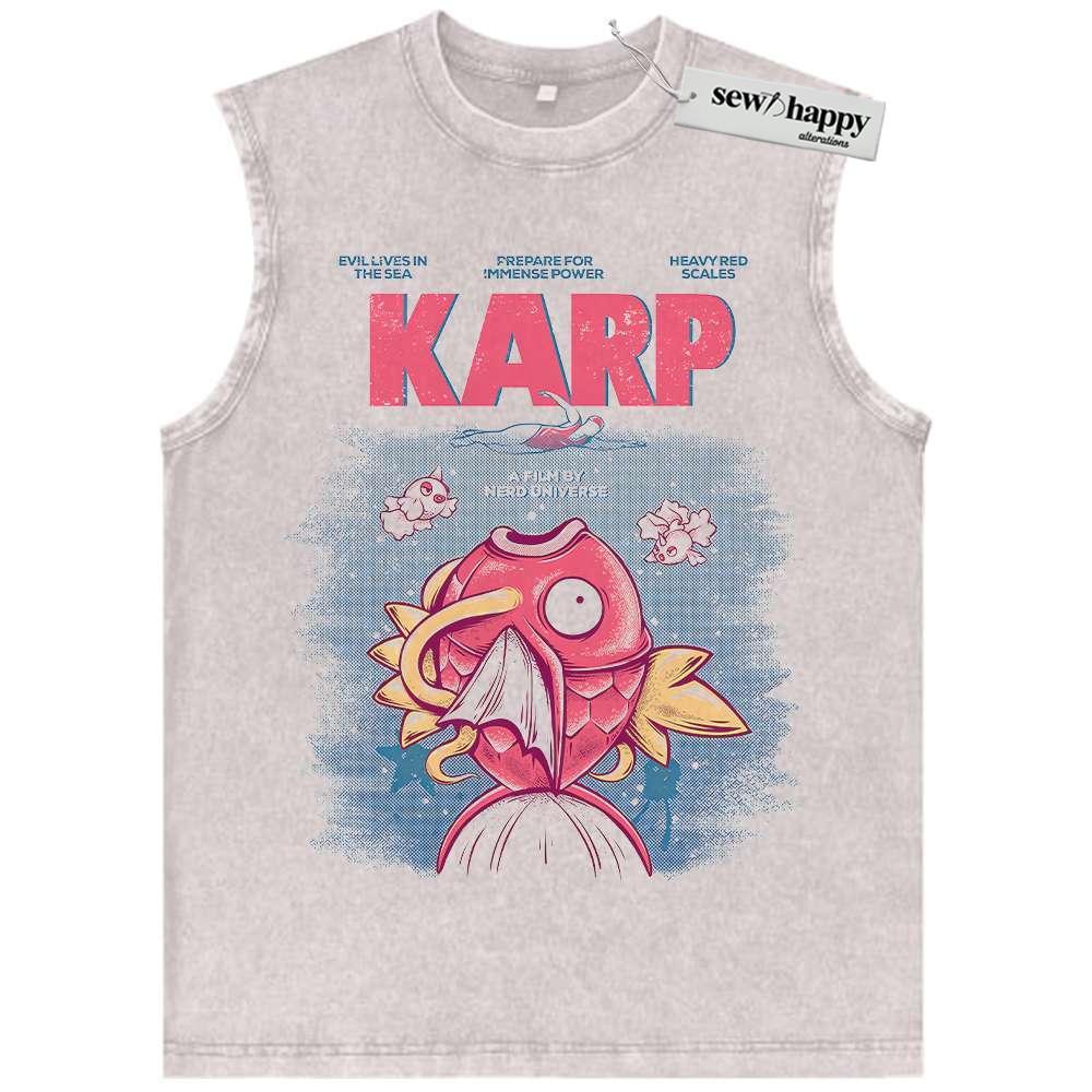 Wash Tank Top Jaws x Magikarp Tank Top, Pokemon Tank Top, Anime Tank Top, Vintage Tank Top