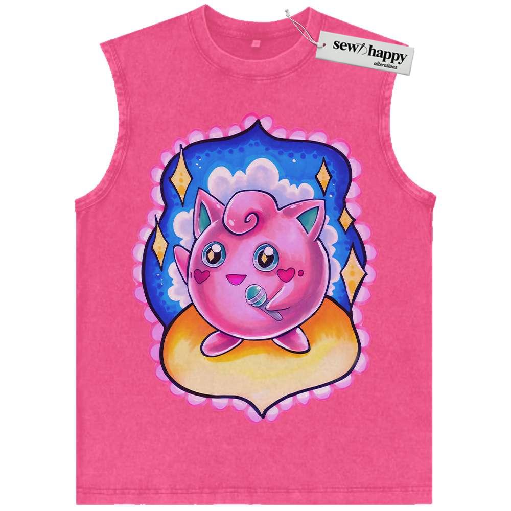 Wash Tank Top Jigglypuff Tank Top, Pokemon Tank Top, Anime Tank Top, Vintage Tank Top