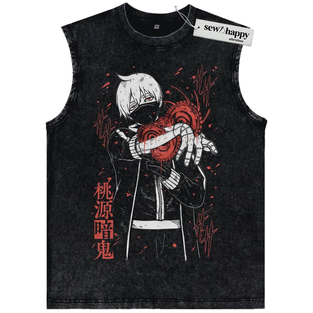 Wash Tank Top Jin Kougasaki Tank Top, Tougen Anki: Dark Demon of Paradise Tank Top, Anime Tank Top, Vintage Tank Top