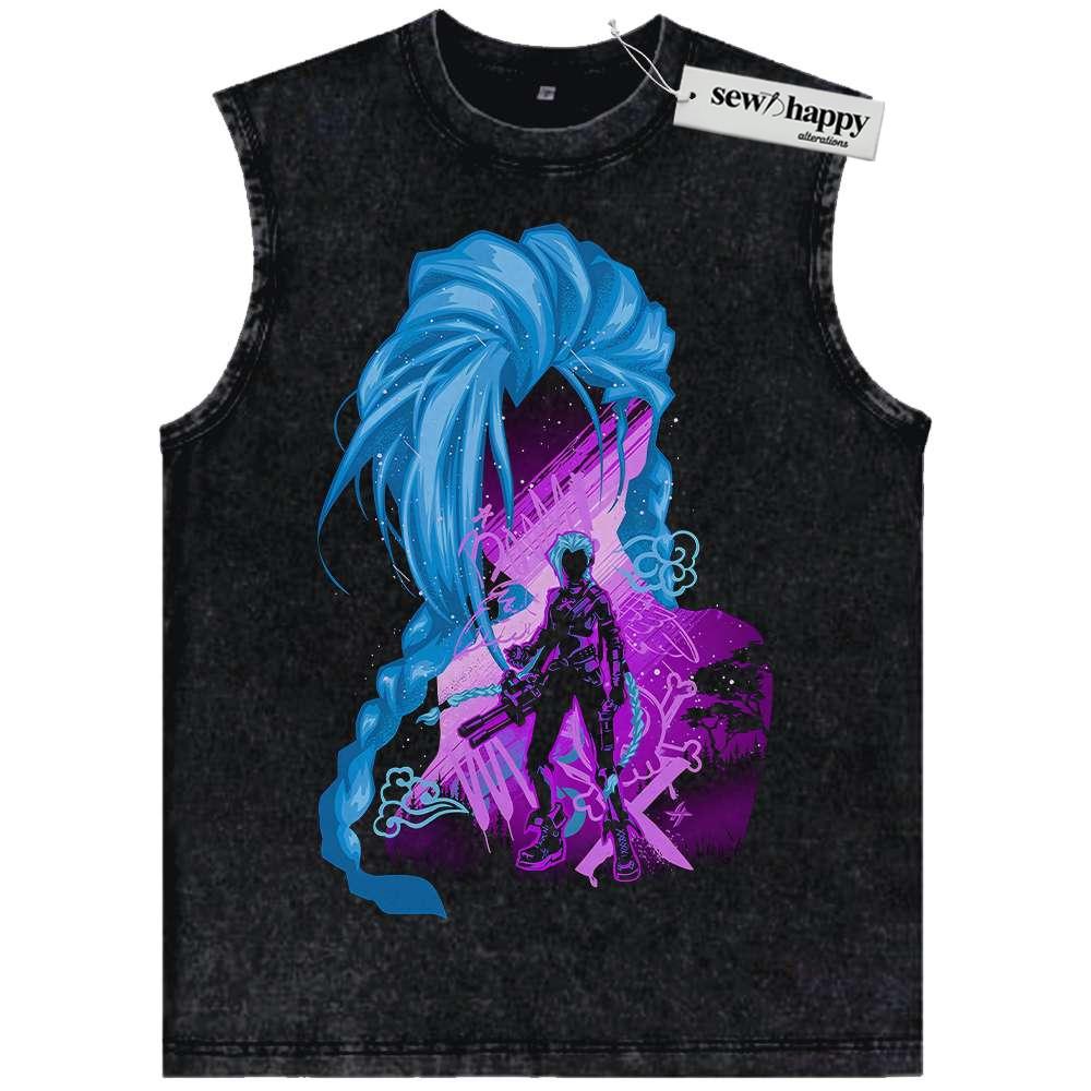 Wash Tank Top Jinx Tank Top, League of Legends Tank Top, LoL Tank Top, Game Tank Top, Vintage Tank Top