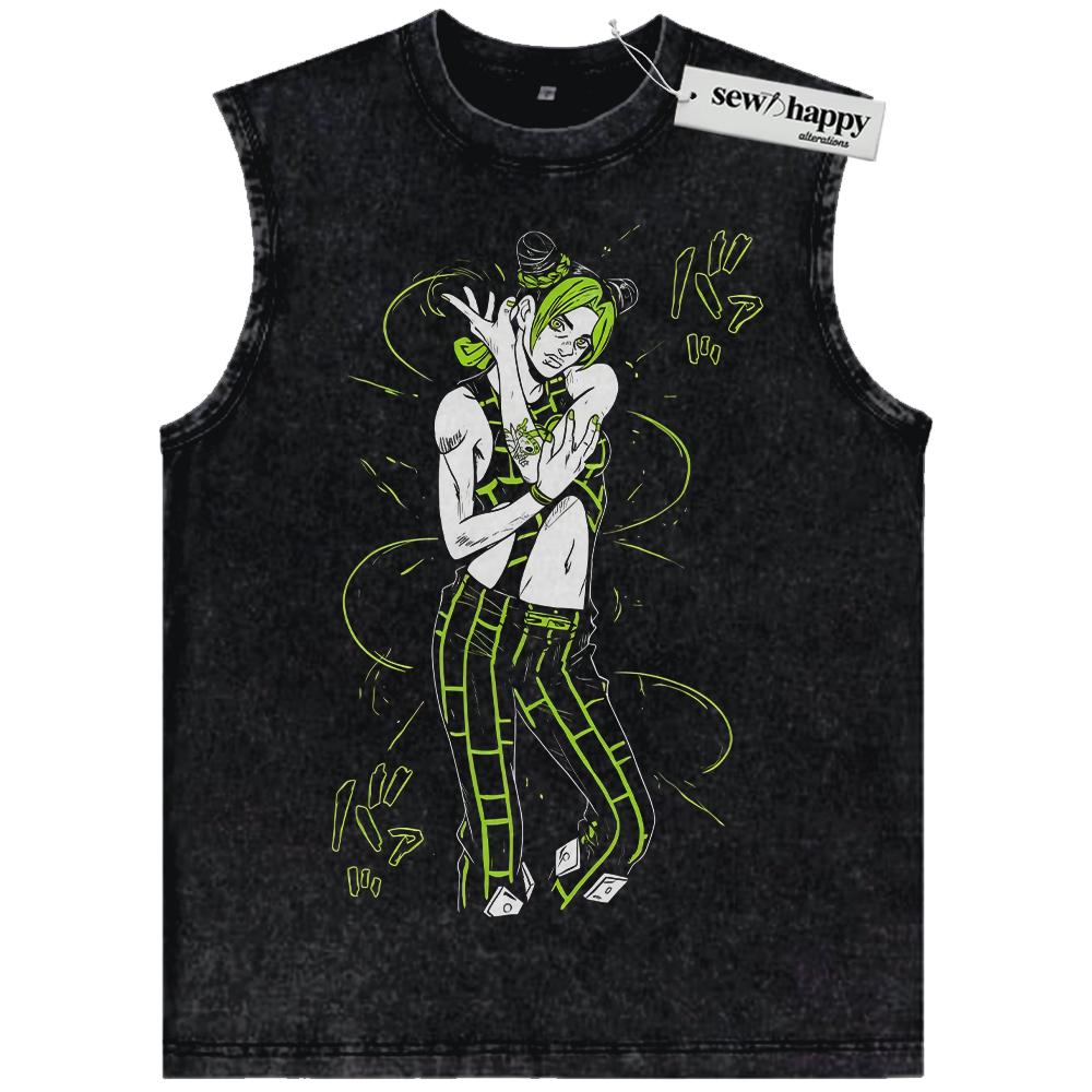 Wash Tank Top Jolyne Cujoh Tank Top, JoJo’s Bizarre Adventure Tank Top, Anime Tank Top, Vintage Tank Top