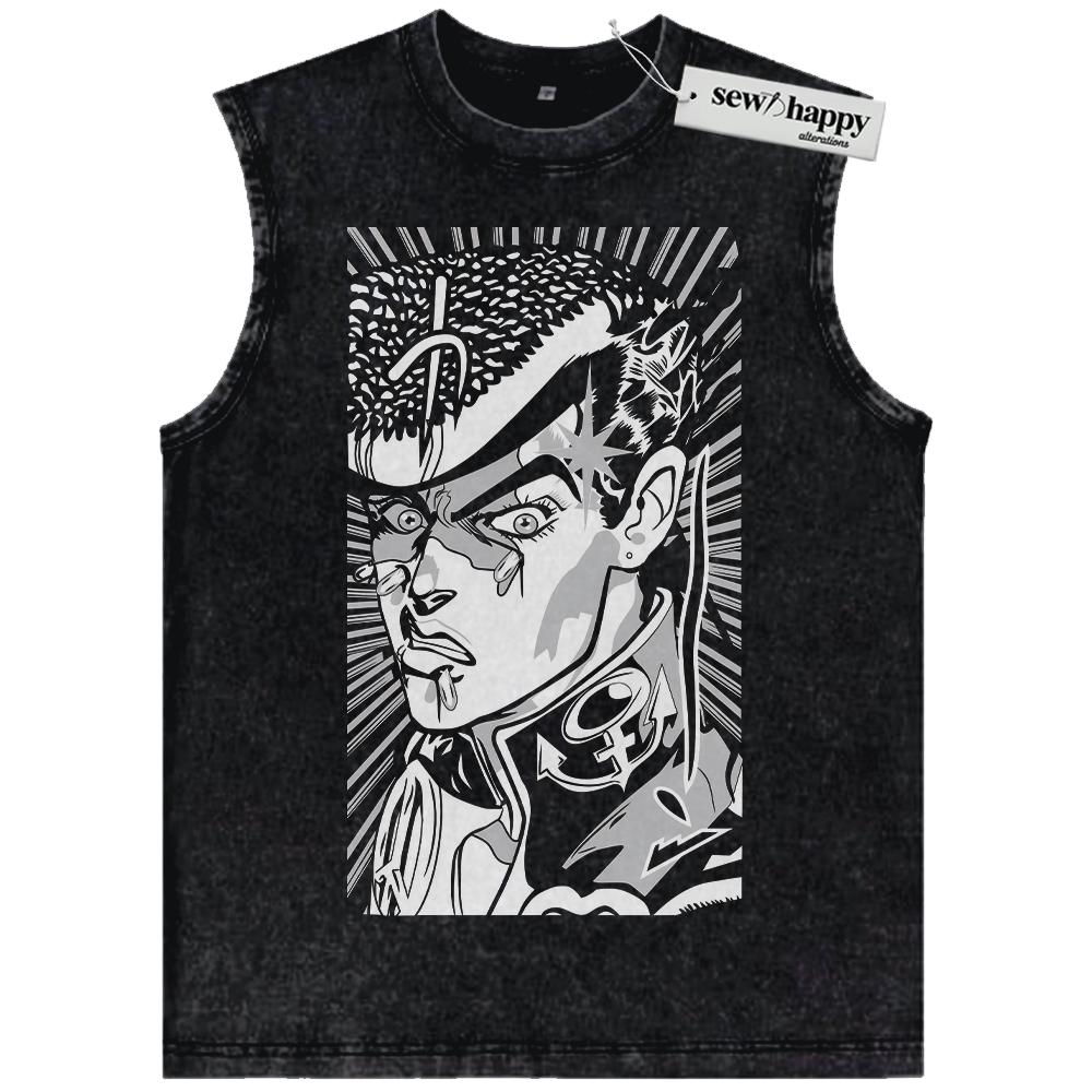 Wash Tank Top Josuke Higashikata Tank Top, JoJo’s Bizarre Adventure Tank Top, Anime Tank Top, Vintage Tank Top