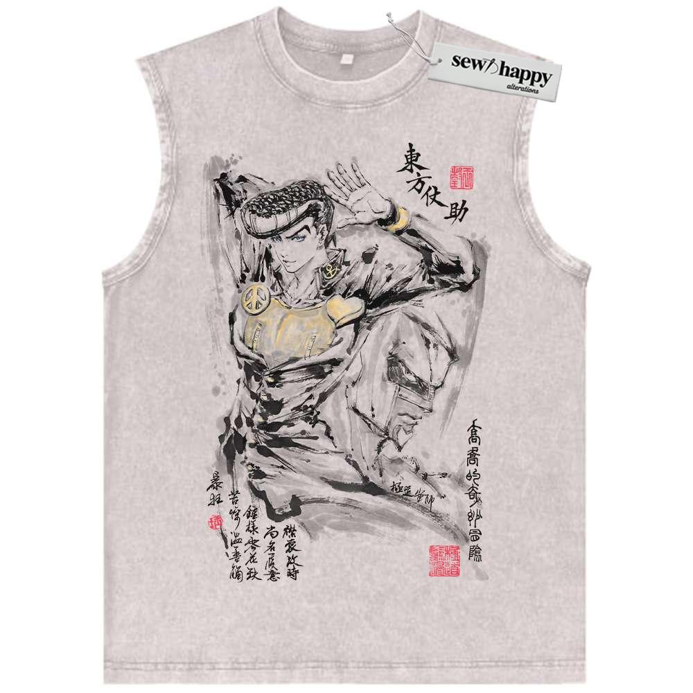 Wash Tank Top Josuke Higashikata Tank Top, JoJo’s Bizarre Adventure Tank Top, Anime Tank Top, Vintage Tank Top