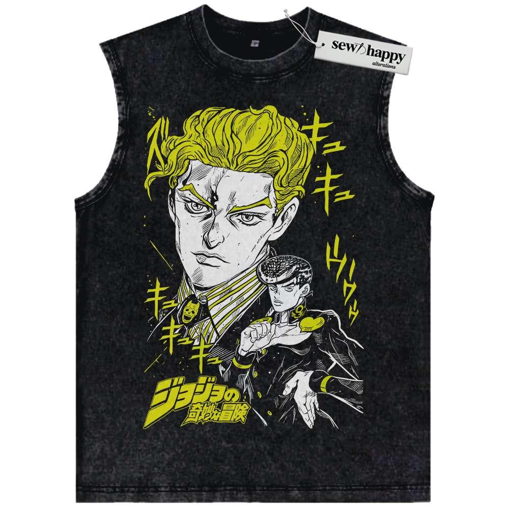 Wash Tank Top Josuke Higashikata Tank Top, JoJo’s Bizarre Adventure Tank Top, Anime Tank Top, Vintage Tank Top