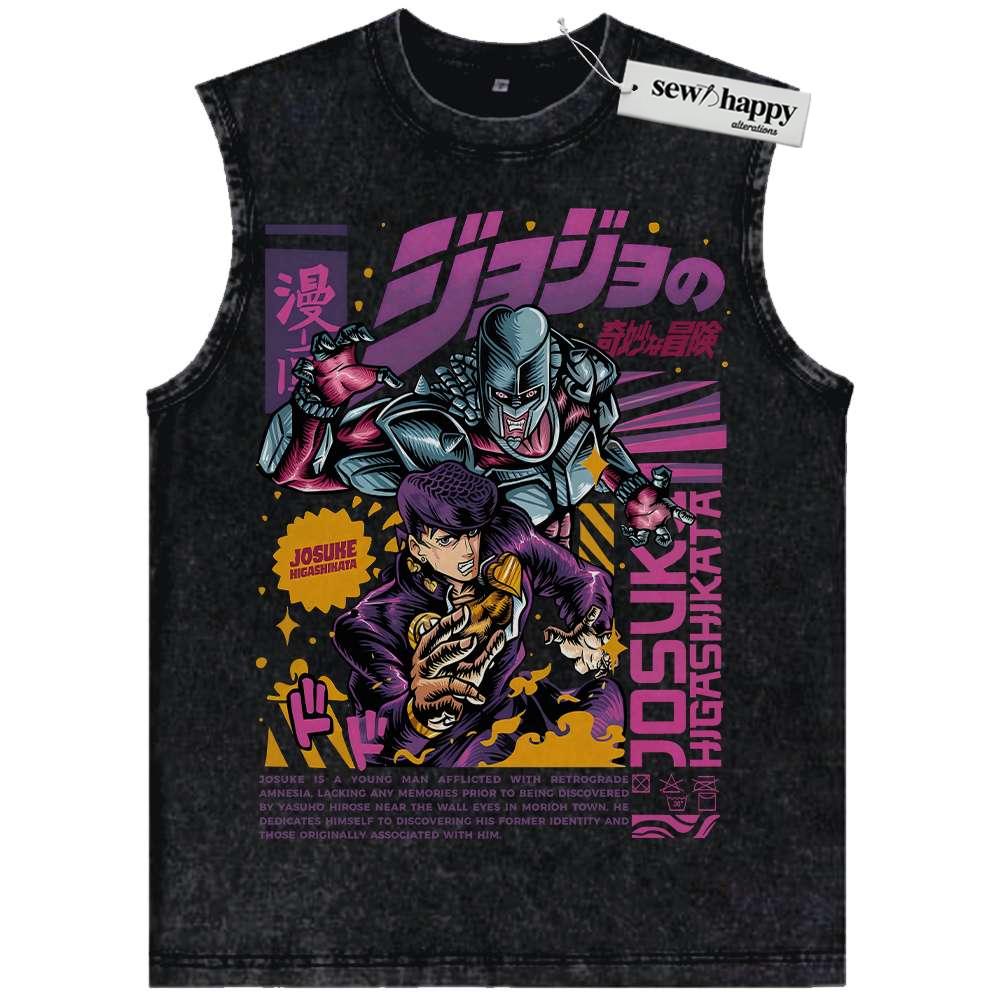 Wash Tank Top Josuke Higashikata Tank Top, JoJo’s Bizarre Adventure Tank Top, Anime Tank Top, Vintage Tank Top
