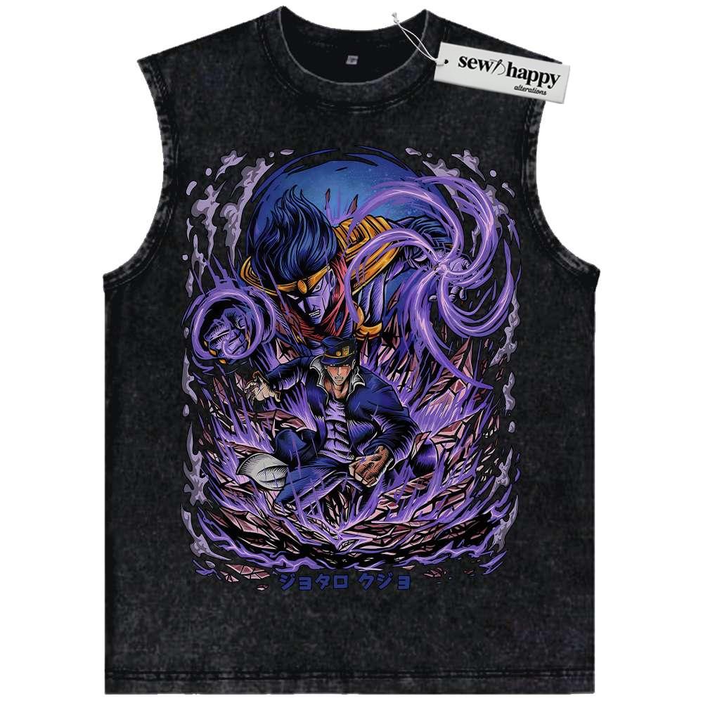 Wash Tank Top Jotaro Kujo Tank Top, JoJo’s Bizarre Adventure Tank Top, Anime Tank Top, Vintage Tank Top
