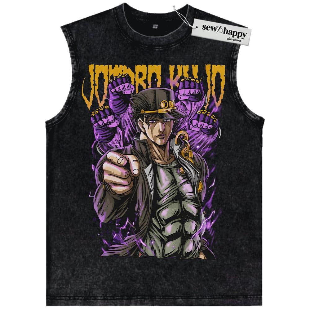 Wash Tank Top Jotaro Kujo Tank Top, JoJo’s Bizarre Adventure Tank Top, Anime Tank Top, Vintage Tank Top