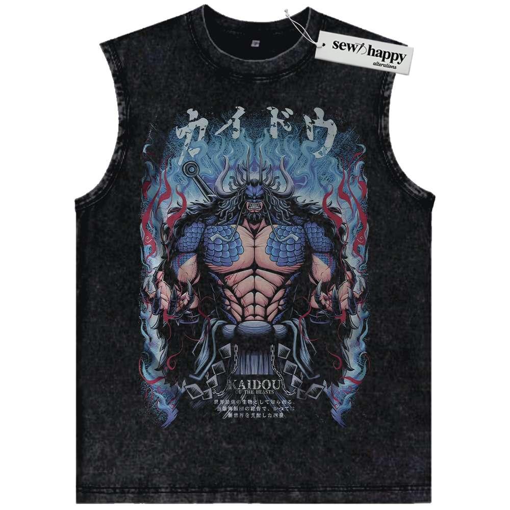 Wash Tank Top Kaido Tank Top, One Piece Tank Top, Anime Tank Top, Vintage Tank Top