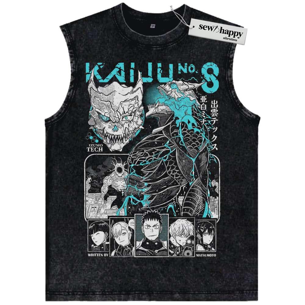 Wash Tank Top Kaiju No 8 Tank Top, Anime Tank Top, Vintage Tank Top