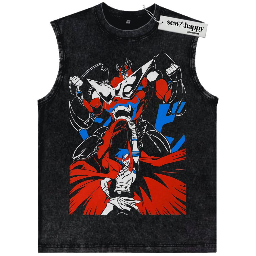 Wash Tank Top Kamina Tank Top, Tengen Toppa Gurren Lagann Tank Top, Anime Tank Top, Vintage Tank Top