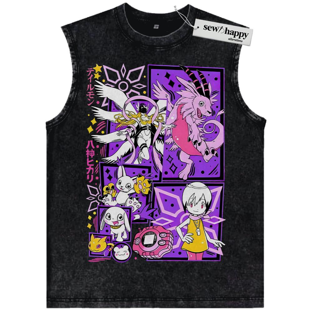Wash Tank Top Kari Kamiya Tank Top, Tailmon Tank Top, Angewomon Tank Top, Digimon Adventure Tank Top, Anime Tank Top, Vintage Tank Top