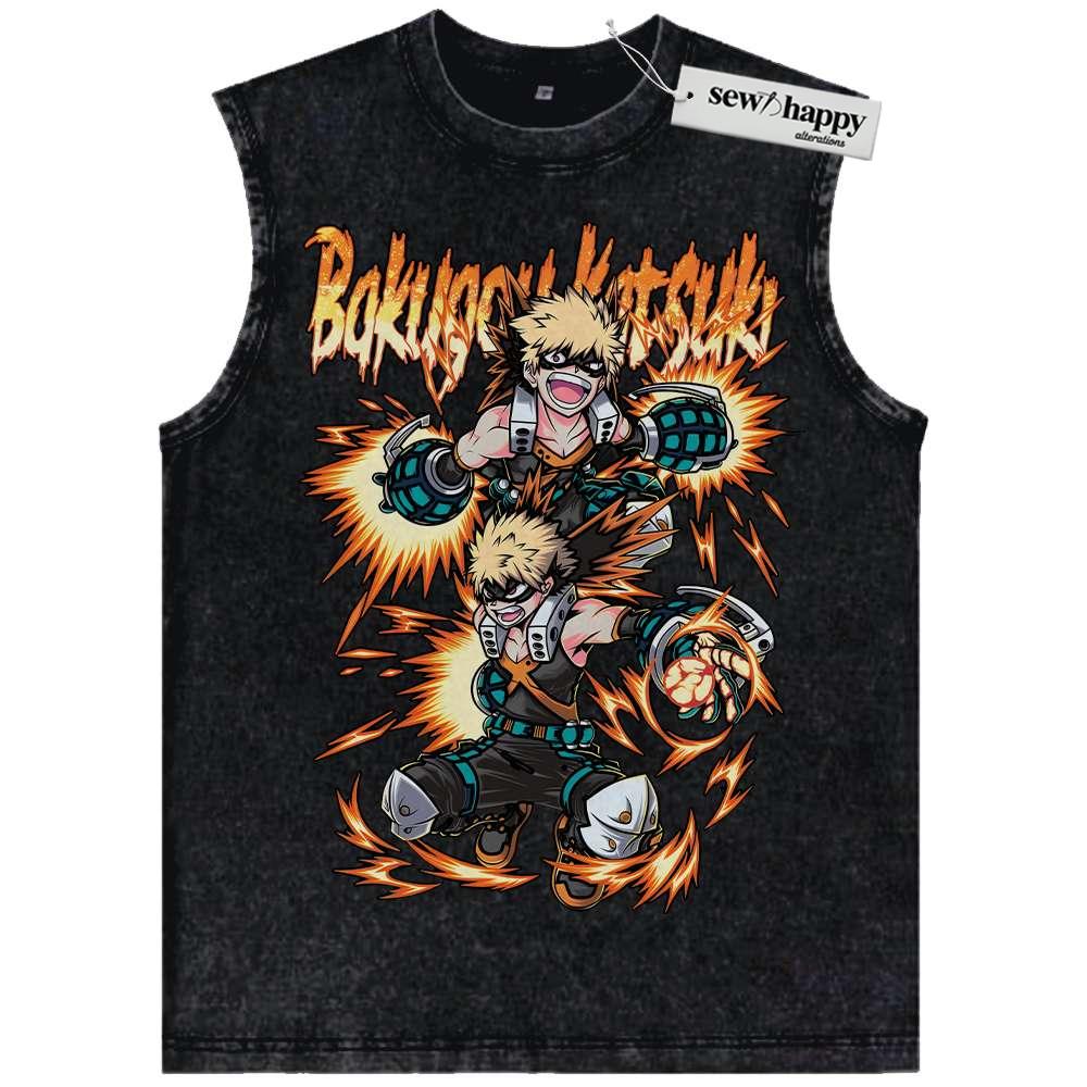 Wash Tank Top Katsuki Bakugo Tank Top, Kacchan Tank Top, MHA Tank Top, Anime Tank Top, Vintage Tank Top